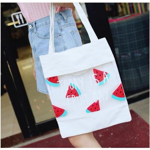 New Funny sweet bag Korean fresh soft transparent fruits canvas jelly sandy beach shoulder bag women totes bag