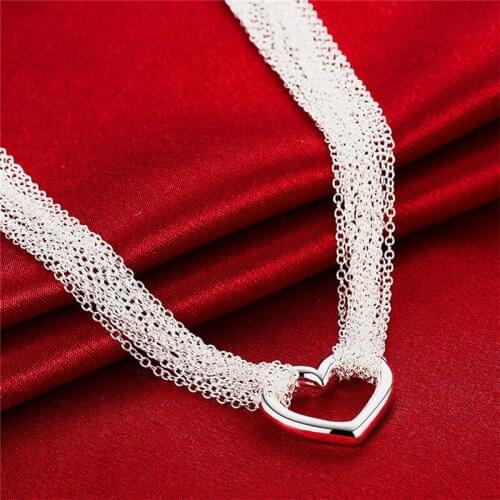 New Fashion Jewelry 925 Sliver Heart Multi-Line For Women Wedding Engagement Birthday Delicate Present