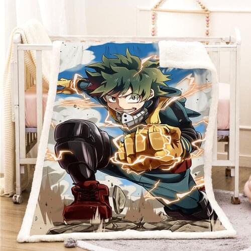 My Hero Academia Funny Character Blanket 3D Print Sherpa Blanket on Bed Home Textiles Dreamlike Style 07