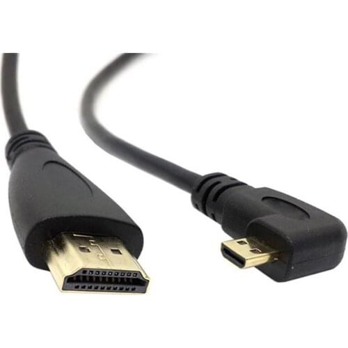 0.5 Meters Plug And Play Durable Right Angled 90D Micro HDMI-compatible To HDMI-compatible Male HDTV Cable For Cell Phone