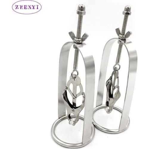 Stainless Steel Butterfly Adjustable Torture Play Clamps Cage Nipple Clips Breast BDSM Bondage Restraints Metal Fetish Sex Toys