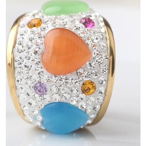 Romantic Multicolor Crystal Stainless Steel Gold engagement Rings for women