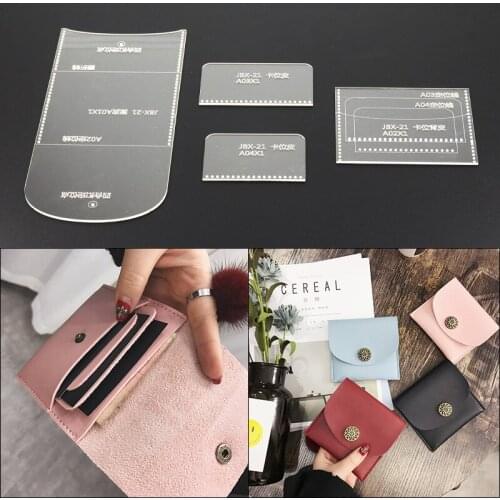 1 Set Acrylic Leather Template Home Handwork Leathercraft Sewing Pattern Tools Accessory Men Wallet Pattern 11*9.5*1cm