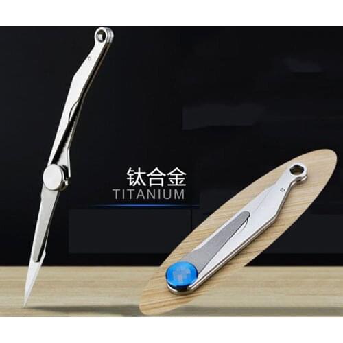 Titanium alloy Folding Scalpel Handles with Keychain Hanging Ring Nonstandard Shape Holder Carrier . To Fit For No. 11 Blades