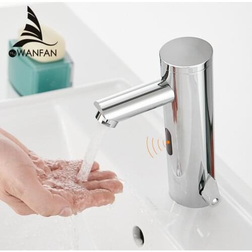 Bathroom Faucet Water Saving Taps Chrome Touchless Hot and Cold Mixer Tap Fully-automatic Faucet infrared Sensor Faucet 8021