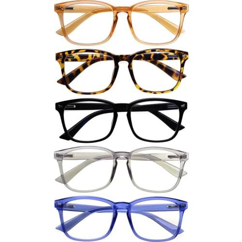 Anti-blue Light Unisex Fashion Rectangular Reading Glasses Plastic Light Frame Reading Mirror (5 Colors Optional) Gender Coating