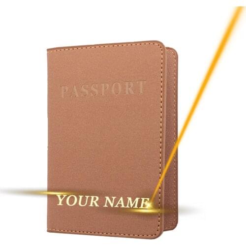 Engraved Name Women Men Travel Leather Passport Holder Cover Customized Business ID Soft Passport Cover Card Holder Wallet