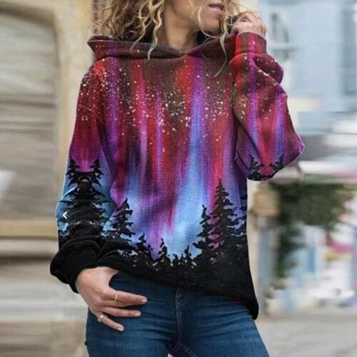 Womens Sweatshirts Plus Hoodie Spring Hoodies Women Starry Sky Print Autumn Long Sleeve Hooded Pullovers Tops Ladies Clothes New