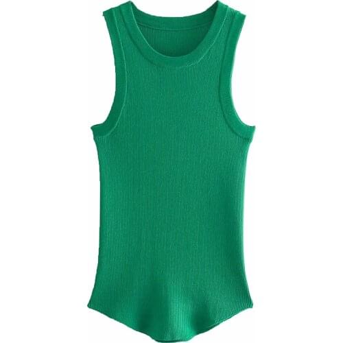 Women Fashion ribbed knit top Ladies Retro Street Wear Simple slim round neck sleeveless Pullover sweater chic top Knitted vest
