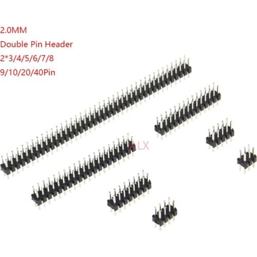 10PCS 2.0MM dip 2*2/3/4/5/6/7/8/9/10/12/16/20/40/ PIN double row PIN HEADER MALE Strip Connector 2X/6/8/10/20