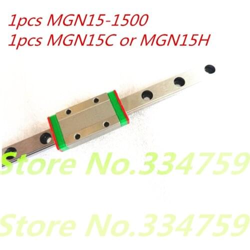 15mm Linear Guide MGN15 1500mm linear rail way + MGN15H Long linear carriage for CNC X Y Z Axis Free shipping