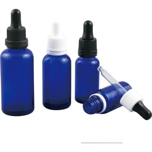 360pcs/lot 5ml 10ml 15ml 20ml 30ml 50ml 100ml Blue Glass Essential Oil Bottle With Dropper Travel Refillable Bottle