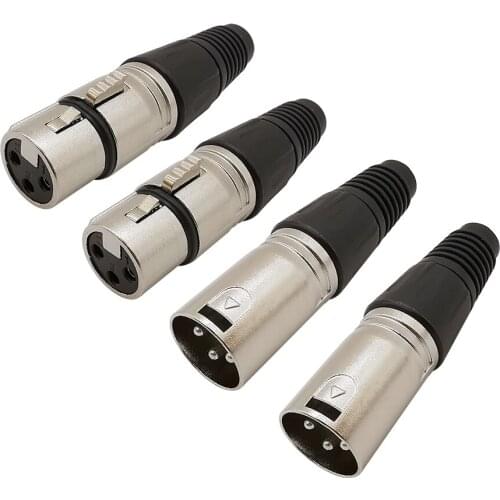 4Pcs 3 Pin XLR Audio Cable Connector Male Plug & Female Jack Microphone Mic Speaker Adapter Audio Terminals Solder Connectors