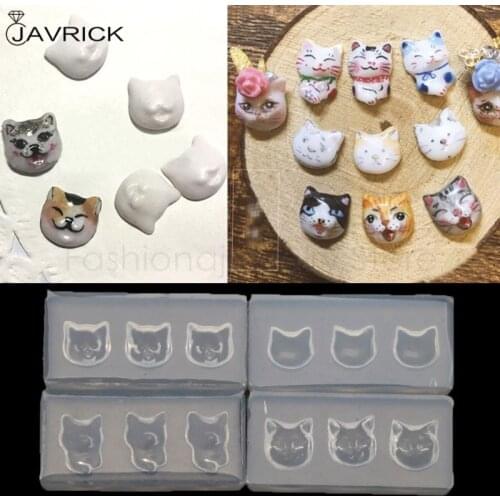 4Pcs Cat Head 3D Silicone Nail Art Clear Molds Kit Cartoon Cat Nail Carving Mold Nail Art Templates Maincure Tools