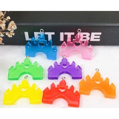 5pcs castle charms Multicolor Flatback resin For Necklace Keychain Pendant DIY Making Accessories