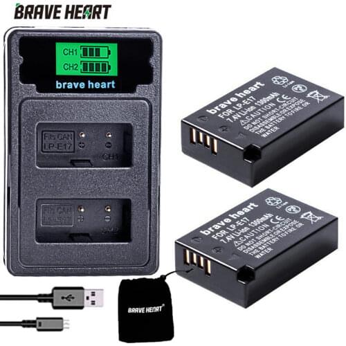 2X LP-E17 LPE17 LP E17 Camera Battery Bateria Batterie AKKU + LCD USB Charger For Canon EOS M3 750D 760D T6i T6s 8000D Kiss X8i