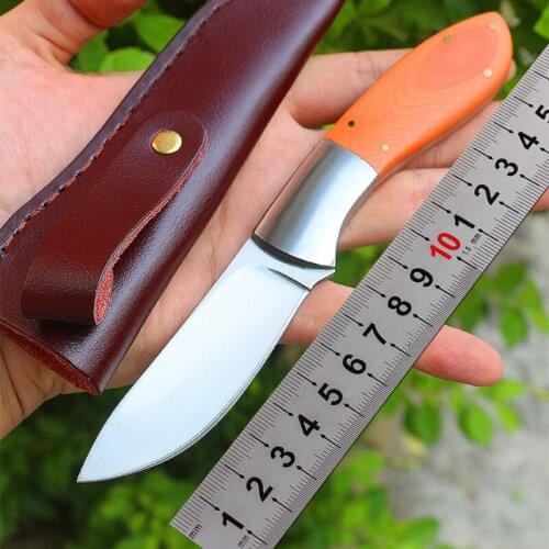 Free shipping Handmade 440 steel Hunting Knife Camping Survival Knife Fixed Blade Tactical Knife orange G10 handle