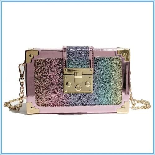Glitter Chic Stylish Crossbody bags for woman Gradient Color Sequins Party Clutch Bag Purse Chain Bag Girls shoulder bag SMT165