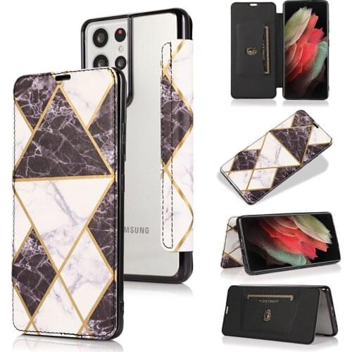 Marble Pattern Flip Leather Case For Samsung S21 Ultra Note 20 10 + 8 9 S20 FE S10 S8 S9 Plus A71 A51 Leather Wallet Phone Cases