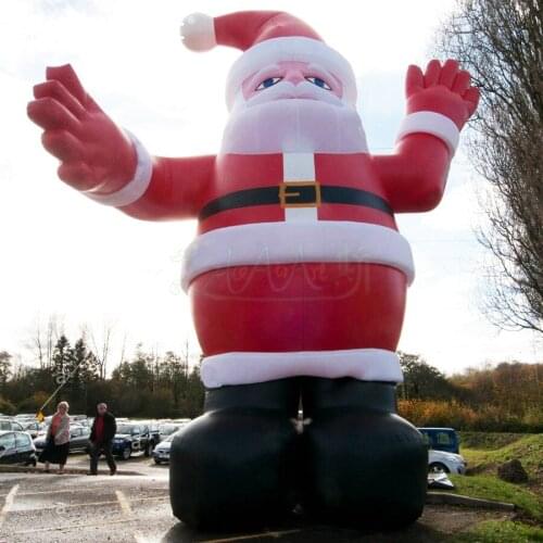 20ft Cartoon Giant Holiday Outdoor Inflatable Santa Claus Wave Airblown Christmas Decorations For New Year Christmas Party
