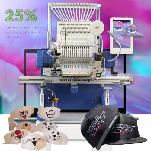 China 10 years service! HOLiAUMA Computerized embroidery machine prices 1 head 15 needle with free auto oiling system