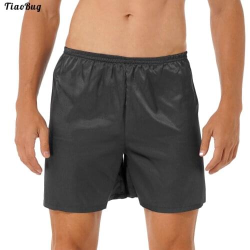 TiaoBug Summer Men Satin Swimming Shorts Trunks Underwear Homewear Casual Solid Color Pajamas Bottom Swimwear Loungewear