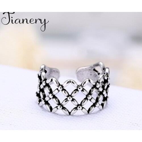 JIANERY Korean Trendy Silver Color Geometric Rings For Women Lady Men Antique Rings Jewelry