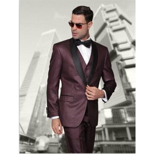 2017 Latest Coat Pant Designs Burgundy Slim Fit Men Wedding Suits 3 Piece Blazer Custom Tuxedo Groom Prom Party Suit Masculino