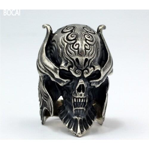 BOCAI New Solid S925 Silver jewelry tooth wolf armor man ring, handmade, heavy, domineering Japanese hell devil Tough Guy Ring