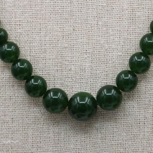 6-14mm Lucky Stone Green Malay Chalcedony Necklace Chain Round Beads Women Jewelry Party Gifts Ornaments Christmas gifts 18inch