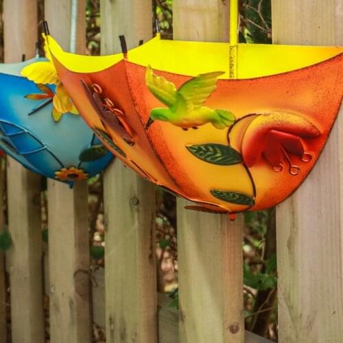 Umbrella Hanging Planter Mothers Day Gift Wrought Iron Floral Printing Summer Decor JAN88