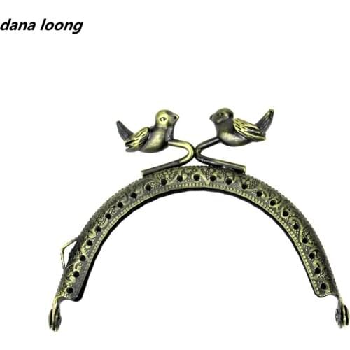 1 Piece 8.5 CM Semicircle Bird Bead Antique Bronze Metal Purse Frame Kiss Clasp DIY Bag Accessory