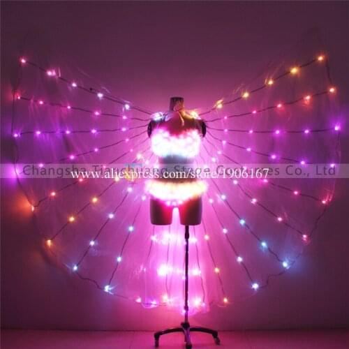 Programmable Led Full Color Led Sexy Lady Bikini Suit Led Luminous Dance Dress ISIS Wings Led Light Up Stage Performance Clothes