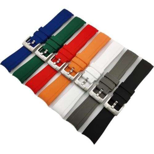 Rubber Watch Strap Bracelet Hollow Arc Interface Curved for OMEGA SEA-MASTER PLANET OCEAN Soft Silicone Watchband 18mm 20mm 22mm