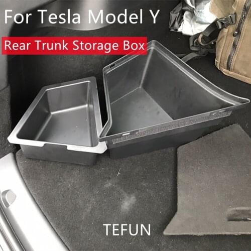 TEFUN for Tesla Model Y Rear Trunk Side Storage Box Fire Extinguisher Partition Board Left and Right Storage Box Car Accessories