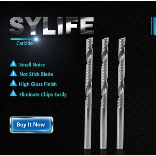 3.175 x 32mm 1/8'' Carbide Endmill Cutter Single Flute Spiral CNC Router Bits Pack of 10