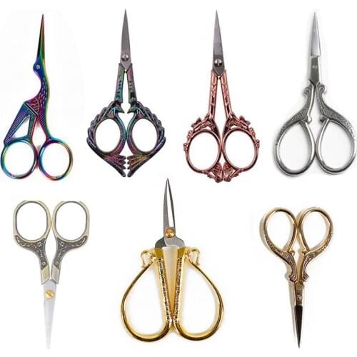 Stainless Steel Antique Scissors DIY Sewing Supplies Small Embroidery Scissors Peacock Butterfly Design Vintage Mini Scissors