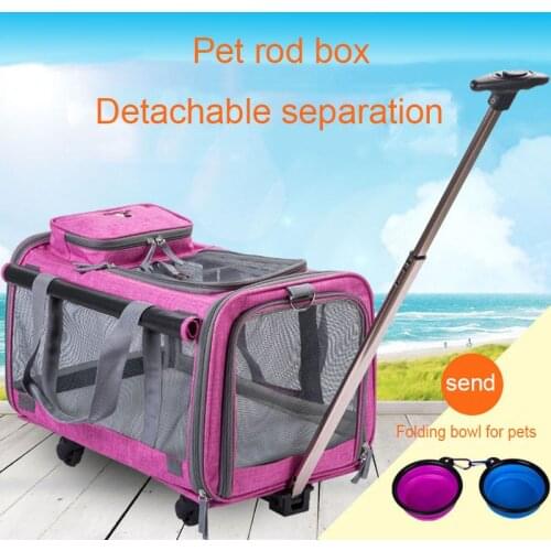 Dog Cat Bag Transportation Breathable Backpack Pet Suitcase Removable Separate Type Portable Pet Trolley Case Dog Accessories
