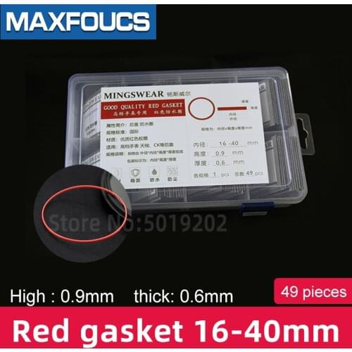 [total 49pcs] Red gasket 16-40mm dia watch Gasket parts for back case For TISSOT brand , free shipping