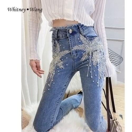 Женские джинсы с вышивкой WHITNEY·WANG China At AliExpress