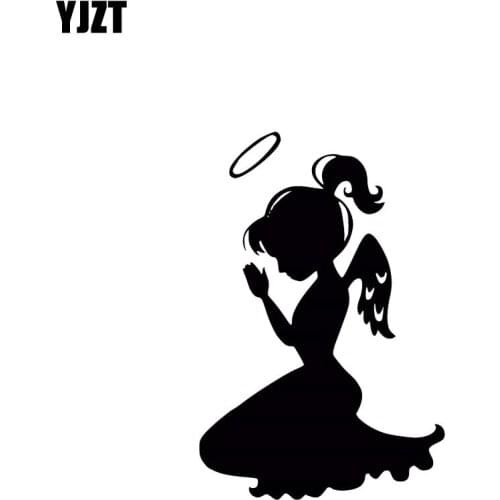 YJZT 8.3*12.4CM Cute Baby Childish Princess Angel Pray Decal Black/Silver Covering The Body Silhoutte Car Sticker Vinyl C20-1590