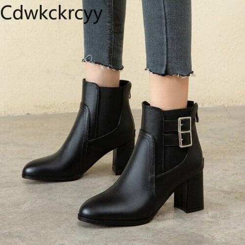 Winter The New fashion Round head Thick bottom High heels Martin boots black Sexy Back zipper High heels Women boots size 34-43