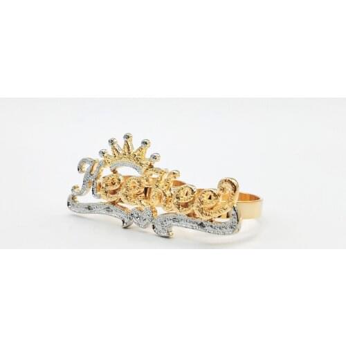 Hot Selling Custom Name Hip Hop Ring Two Fingers Crown Letter Rings Double Plating Personalize Ring For Women Jewelry Chirstmas