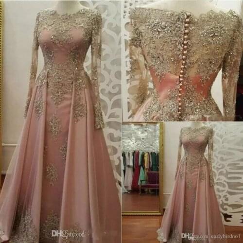 Robe de soiree Long Sleeve 2019 gown for Women elegant Lace Appliques Muslim 2018 Party Gown 2018 of the Bride Dresses