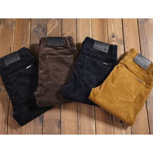 Winter Corduroy Pants Men Black Khaki Straight Thick Male Trousers Leisure Business Mens Cotton Casual Pants Long Trousers,Q805
