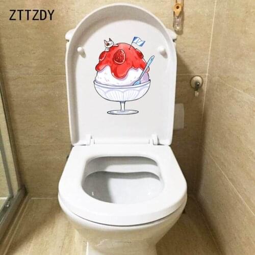 ZTTZDY 16.8*21.4CM Hand Drawn Kitten Ice Cream Cartoon Toilet Sticker Modern Wall Decals T2-0007