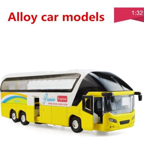 1:32 alloy car models,high simulation tour bus, metal diecasts, toy vehicles, pull back & flashing & musical, free shipping