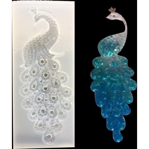 1pcs/lot UV Resin Jewelry Liquid Silicone Mold Peacock Shape Charms Pendant For DIY Charms Making Jewelry