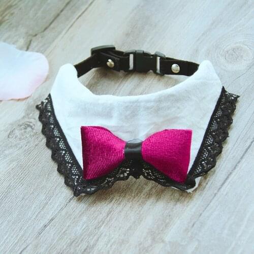 1Pc AdjustableJewelry Necktie Lace Bandanas Cute Pet Collar Necklace Handmade Dog Cat Kitten Puppy Collar Seat-belt Buckle