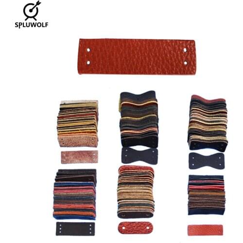 100PCS Cowhide Leather Archery Accessories Slingshot Pocket Flat Rubber Band Bag for Hunting Bow and Arrow